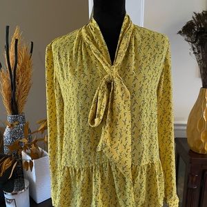 Loft Floral Peplum Bow Blouse